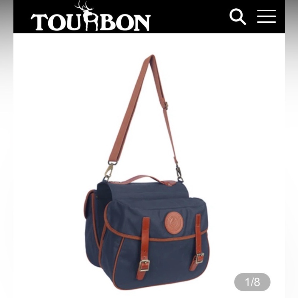TOURBON DOUBLE PANNIER WATERPROOF CANVAS LEATHER BUCKLES SNAPS BICYCLE BAG NAVY - Picture 5 of 16